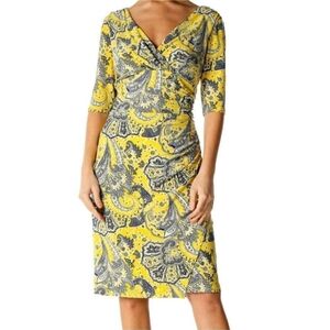 Ralph Lauren NWT‎ Starlight Yellow & Blue Paisley Surplice Dress